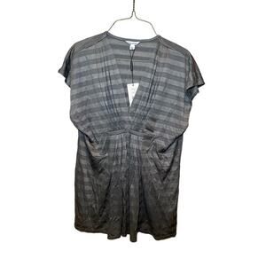 Calvin Klein Top Women's Large Gray Striped Fleece Lined Pleated Sleeveless